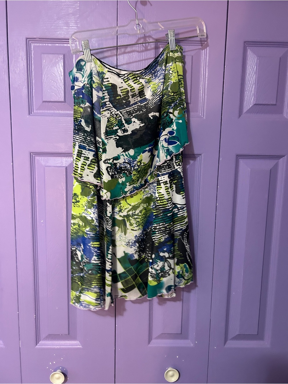 Vintage Y2K Printed Skirt in Green & Blue